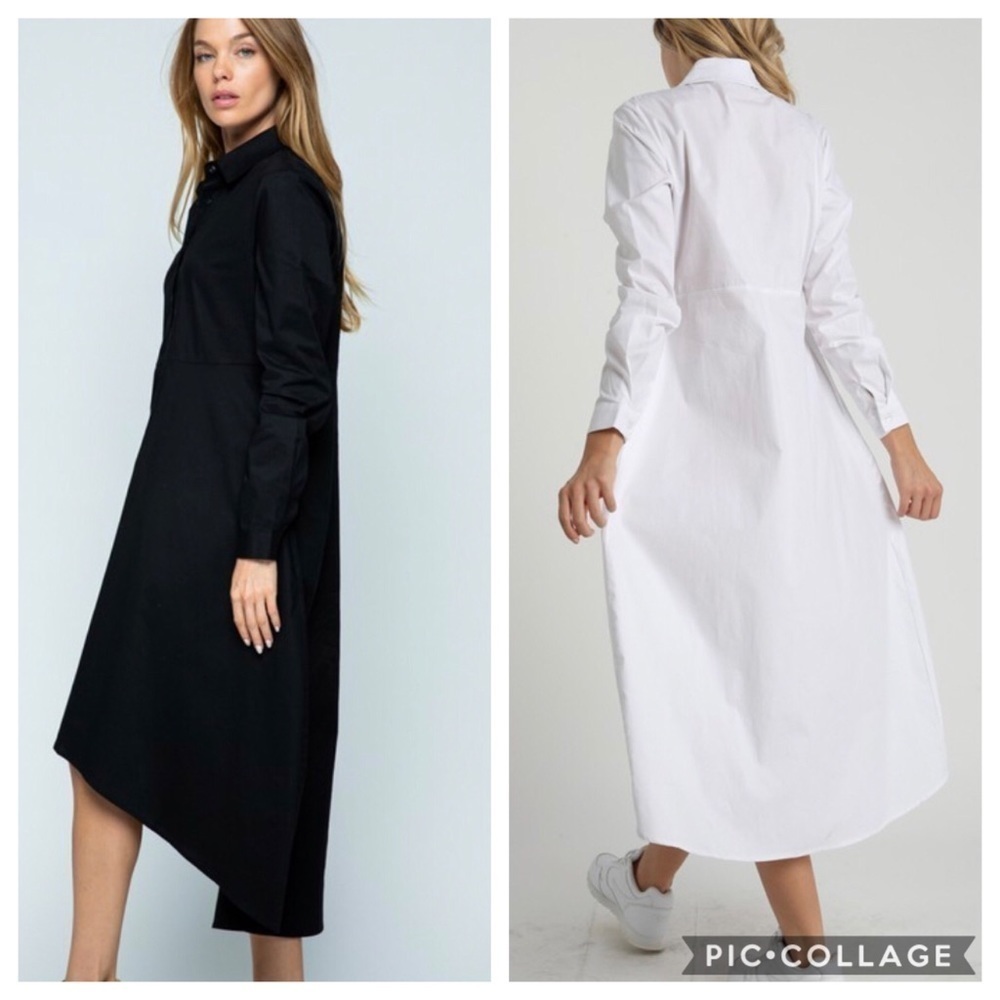 Black Button Down-High Low - Picture 2 of 4